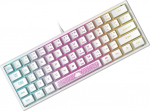 K61 UK Layout 60% Gaming Keyboard, RGB Chroma Backlit Wired Membrane Gaming Keyboard mehaanilise tunnetusega, Mini Compact 62 klahvi PC Mac Office ja m&auml;ngud/valge