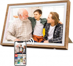 Digitaalne pildiraam 32 GB 10,1-tolline WiFi puuteekraaniga digitaalne pildiraam HD 1280 x 800 IPS, automaatne p&ouml;&ouml;ramine, fotode jagamine igal ajal ja igal pool Frameo/Uhale rakenduse kaudu, mahagoniv&auml;rviline.