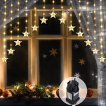SALCAR 3 m LED-t&auml;hevalguskardin, 222 LED-dioodid 16 LED-t&auml;hega, 16 LED-t&auml;hevalgustit koos taimeriga, j&otilde;uluvalgustid j&otilde;uludeks, r&otilde;duks, peoks, pulmadeks, soe valge v&auml;rvus