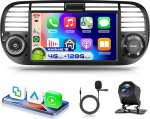 4G 128G VECHTEL 7-tolline autoraadio Fiat 500 2007-2014 Carplay Android Car, EQ, Mirror Link, WiFi GPS, Bluetooth, RDS/FM raadio koos AHD tagurduskaameraga