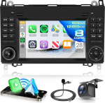 Hodozzy 6G + 128GB 8-tuumaline Android autoraadio Mercedes-Benz A-B klassile W169 B200 W209 Viano Vito W639 Sprinter W245 W906 W318 traadita Carplay Android auto 7-tollise puuteekraaniga Bluetooth navigeerimine