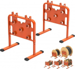 SELEWARE k&otilde;rgtehnoloogiline traadiosaator, traatpooli statiiv, kaablirull - keevitatud terasest traatpooli raam, kaasaskantav kaablik&auml;ru kuni 83,8 cm l&auml;bim&otilde;&otilde;duga poolidele, toetab 363 kg.