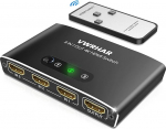 Automaatne HDMI l&uuml;liti 3 sisse 1 v&auml;lja - 4K alumiiniumist splitter koos puldiga, l&uuml;liti toetab UHD 3D HDR Fire TV Stick, UHD TV, PS4, Xbox, DVD, Blu-Ray jaoks