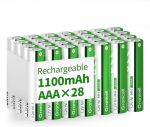 Lot de 28 laetavad patareid AAA 1100 mAh suure mahutavusega 1500 ts&uuml;klit 1,2 V NiMH madala enesepuhastusega AAA