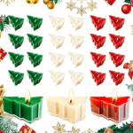 24 St&uuml;ck Weihnachten Teelichter,Weihnachtsbaum Teekerze Ornamente,Weihnachtsduftkerze Atmosph&auml;re Geschenk Kerze Duft f&uuml;r Haus Weihnachten Dekoration Geschenke Entspannung Party
