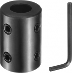 sourcing map Wellenkupplung, 1,27 cm Bohrung, 2,5 cm Au&szlig;endurchmesser, 3,8 cm L&auml;nge, schwarzoxidbeschichteter Stahl, starre Kupplung mit Sechskantschl&uuml;ssel f&uuml;r 3D-Drucker, Motorrad (4 Schrauben pro