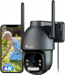 Ctronics 4K WiFi v&auml;livalvekaamera, PTZ-kaamera 8MP v&auml;rvilise &ouml;&ouml;n&auml;gemisega, 2,4/5GHz WiFi, inimeste/liikurite/loomade tuvastamine, toetab NVR-i ja 24/7 salvestamist, kahesuunaline heli, IP66
