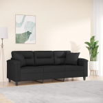 ShGaxin 3-Sitzer-Sofa mit Kissen Schwarz 180 cm Mikrofasergewebe, Loungesofa, Sofas & Couches, Relaxsofa, Couch f&uuml;r Wohnzimmer, 3200980