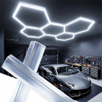 Kuusnurkne LED-garaaživalgus, 25-ne pakett, 30000 lm, alumiiniumsulam, super heledad autode detailide katuse LED-laadimisvalgustid lao, t&ouml;&ouml;koja, spordisaali, keldri, autohoolduse, pesuruumi jaoks.