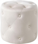 Beliani Pouf Velvet Cream White Round 40 cm Tepitud n&ouml;&ouml;pidega Chesterfield Style Corolla