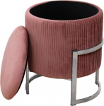 BDW Velvet Pouffe Porto, jalahoob, hoiukoht v&auml;ikestele esemetele, kaasaegne, veluurist polsterdatud, dekoratiivne pouf, metallist alus, elutuppa ja magamistuppa, (roosa)