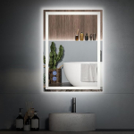 SANYCASA Vannitoa peegel koos valgustusega 50 x 70 cm seinapeegel koos puutetundliku l&uuml;litiga Anti-Fog 3 valgusv&auml;rvi timmitav m&auml;lufunktsioon Anti-Fog