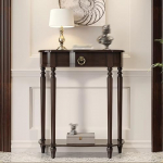 Konsolentisch, Sofatisch aus Holz, Eingangstisch mit Schubladen, Tisch hinter der Couch mit unterem Regal, moderner Akzenttisch, Flurtisch f&uuml;r das Foyer (schwarz, 100 cm)