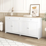 LATICO Sideboard kapp 4 ukse ja 3 sahtliga, 160 x 37 x 75 cm, k&ouml;&ouml;gikapp, buffetkapp, k&uuml;ljepaneel, seisukapp, hoiukapp, elutuba, s&ouml;&ouml;gituba, k&ouml;&ouml;k (puit)