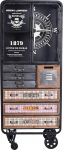 PALAZZO INT Vintage "New Jersey Loft kapp" - t&ouml;&ouml;stuslik kapp puidust ja metallist 7 sahtli ja klaasuksega Patchwork disainiga ratastel Loft m&ouml;&ouml;bli tehase stiilis 146 x 60 x 32 cm