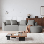 4-kohaline diivan magamisfunktsiooniga, nurgadiivan, kumer pilves diivan, &scaron;enill, 4 dekoratiivpatja, vabalt kombineeritav, elutuppa, magamistuppa, 294,4 x 91,4 x 81,2 cm (helehall)
