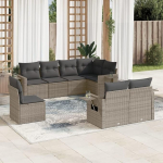 gartenlounge gartenlounge Set gartenlounge Outdoor Balkon m&ouml;bel7-tlg. Garten-Sofagarnitur mit Kissen Braun Poly RattanGeeignet f&uuml;r Schlafzimmer