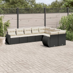 Poly Rattan Sofagarnitur mit Kissen, Modulares Gartensofa 9-TLG. Schwarz als Gartenm&ouml;bel Set