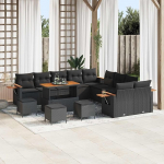 Modulares Gartensofa-Set 18 St&uuml;ck in Schwarz aus Poly-Rattan mit Kissen - 18-teiliges Outdoor-Sofa-Set als Gartenm&ouml;bel f&uuml;r die Terrasse