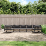 6-TLG. Garten-Lounge-Set mit Kissen Anthrazit Poly Rattan - Gartenm&ouml;bel Set als Lounge Set f&uuml;r Terrasse und Au&szlig;enbereich