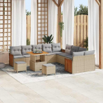 Modulares Gartensofa-Set 17-teilig schwarz Poly-Rattan mit Kissen, 17-teiliges Rattansofa f&uuml;r Garten als Outdoor-Sofagarnitur