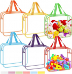 Spielzeug-Aufbewahrungstaschen mit Rei&szlig;verschluss, mit Griffen, 30 x 21 x 9 cm, wasserdicht, PVC, l&auml;bipaistev, Organizer mit Aufkleber f&uuml;r Bausteine, B&uuml;cher, Puzzle, Kosmetik, 6 Farben