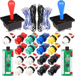 Fosiya 2 M&auml;ngija Arcade Game DIY Kits Ellipse Oval Happ Joystick Griff + 18x American Style Arcade Taster (Sisaldab 1P / 2P Start-Tasten)