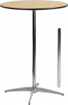 Flash Furniture 30" &uuml;mmargune puidust kokteililaud 30" ja 42" toruga p&ouml;&ouml;gipuidust kroomterasest musta v&auml;rvi