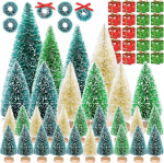 Iceyyyy kunstlikud mini j&otilde;ulupuud, 56 t&uuml;kki miniatuurne Sisal Frosted pudeliharja puud DIY k&auml;sit&ouml;&ouml;de kodu laua kaunistamiseks