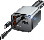 Aimtel 4-in-1 sigaretis&uuml;&uuml;taja USB C 69 W autolaadija, autolaadija telkimiseks, autolaadija matkaauto jaoks, autolaadija sisset&otilde;mmatava kaabliga, 12 V/24 V USB adapter auto &uuml;hildub iPhone'iga/Samsungiga