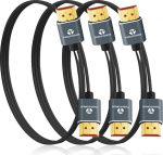 Thsucords Ultra Thin 8K 4K HDMI kaabel 3M Pack of 3 Slim Flexible Soft High Speed HDMI 2.1 Support 4K @ 120Hz 8K @ 60Hz 48Gbps &uuml;hildub Roku TV/HDTV/PS5/Blu-ray'ga