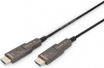 DIGITUS fiiberoptiline HDMI kaabel - 10m - UHD 4k 60Hz 1080p 120Hz - HDMI 2.0 - eemaldatavad &uuml;hendused - 18Gbps - ARC, HDR, HDCP 2.2, CEC - AOC h&uuml;briidkaabel - kuldkattega kontaktid - must