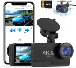 SIGRILL 4K/2K+1080P Dash Cam auto eesmine tagumine, WiFi Dash Cam 64GB SD kaardiga, Dasch-cam auto &ouml;ine n&auml;gemine, 170&deg; lai nurk WDR, 24/7 parkimise j&auml;lgimise funktsioon, G-sensor, Loop salvestamine, Max 256GB