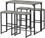 Baarilaud koos baaritooliga, baarilaud k&ouml;&ouml;gis koos 4 tooliga, industriaalstiilis, sobib k&ouml;&ouml;ki, s&ouml;&ouml;gituppa, elutuppa, pubisse, laud 100 x 50 x 90 cm, 4 baaritooli 30 x 40 x 65 cm (Hall)