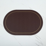 AMDXD 2er Set Tischset Weihnachten Abwaschbar Oval, PU Leder Platzset Abwaschbar Motiv Oval Einfarbig Hitzebest&auml;ndige, Tisch-Sets Dunkel Braun f&uuml;r Zuhause Restaurant Speisetisch, 45x30CM