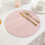 AMDXD kohamatid j&otilde;ulud Vintage Round 6 PU nahast kohamatid laua &uuml;mmargune kahepoolne libisemisvastane lauaalustik Natural Rose tumehall kodu restorani s&ouml;&ouml;gilauale 32 cm