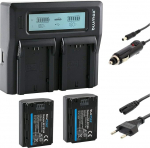 Blumax 2 Pack aku &uuml;hilduv Sony NP-FZ100-2040mAh + Dual LCD laadija Sony FX30-7 IV 7c 7RIV 7RV 7RIII ZV-E1 jaoks