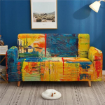Lukery diivanikate 1/2/3/4 istekohale, 3D Graffiti Print Corner Stretch Sofa Cover Non-Slip Washable Furniture Protector Stretchy Elastic Couch Cover for Pets/Cat/Dog (Art Painting 1.4 Seater)