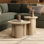 Hometopia &uuml;mmargune puidust kohvilaud, 2 tk, elutoa laud ja k&uuml;ljelaud, kaasaegne, diivanilaud, v&auml;ike, diivanilaud, &uuml;mmargune, l&auml;bim&otilde;&otilde;t 60 x 40 cm ja l&auml;bim&otilde;&otilde;t 40 x 50 cm.
