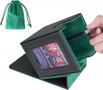AFIING MTG Deck Box for Commander Display, Kaardipakkide kast 100 topelt seinaga kaardile, Magic Commander TCG kaardi hoiukarp 2 vaheseina, kuubiku tasku ja toploaderiga - must/roheline