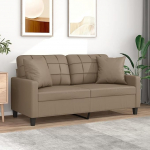 ZEYUAN 3200807 2-kohaline diivan dekoratiivsete padjadega Cappuccino Brown 140 cm Faux Leather, Diivanid ja diivanid, Diivanid elutuppa, Diivan teismeliste tuppa, Relax diivan, Diivan magamistuppa, Polsterdatud diivanid