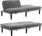 Diivan 3 Sitzer Diivan Schlafsofa mit Schlaffunktion, &uuml;berzug Futon Klappsofa, Bettcouch, ecksofa, Couch, 5 Verstellbare Winkel, Ideal f&uuml;r Wohnungen Wohnzimmer (Grau)
