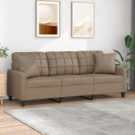 SECOLI 3-kohaline diivan 3-kohaline diivan 3-kohaline diivan dekoratiivsete padjadega Lounge diivan Diivan diivan elutuppa / magamistuppa / kontorisse / korterisse 3-kohaline 180 cm pruun kunstnahk