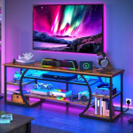 YITAHOME 160 cm telerikapp koos 2 AC ja 2 USB pistikupesaga kuni 70-tollise teleri jaoks koos 7 RGB LED 22 režiimiga valgustiga meelelahutuskeskus elutuppa ja magamistuppa Rustic Brown