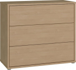 Forte Alice Springs Kommode 100, modern-minimalistisch, 3 Schubladen, Wohn-/Schlafzimmer, Holzwerkstoff, Eleganica Eiche Holzdekor, 94,8 cm breit x 83,1 cm hoch x 41,5 cm tief