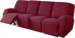 Highdi Stretch Cover for Recliner Chair, Complete Armchair Protector, Stretch Recliner Chair Covers, Plain Elastic Armchair Cover for TV Chair, Lounger, Armchair (Burgundia, 4-kohaline)
