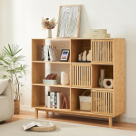 [en.casa] Bambusest raamaturiiul Yp&auml;j&auml; Standing Shelf 9 riiulit 128 x 147 x 39 cm Multifunktsionaalne riiul 3 dekoratiivse l&uuml;kanduksega elutuppa kontorisse