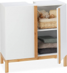 Relaxdays Vannitoakapp 2-kohaline MDF ja bambus 60,5 x 60 x 30,5 cm Valge / Naturaalne