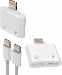 Adapter Jack Lightning (2-Pack) k&otilde;rvaklappide laadimisseade iPhone'ile Mikrofon k&otilde;rvaklapid Dongle 2-in-1 Audio laadimine Apple 14 13 12 Pro Max iPad Aux pistik tarvikud Kaabel Aux auto k&otilde;rvaklapid