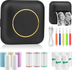 GuKKK Portable Photo Printer, Mini Photo Printer, Wireless Thermal Printer, BT Printer, Mobile Printer, Printer for Photo, Labels, for Photo, Receipt, Memos